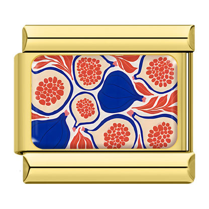 Vibrant Fruit Pattern Italian Charms — Bold Full-Surface Fruit Print Bracelet Links