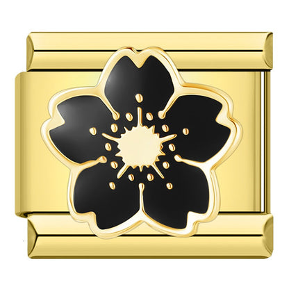 Gold Flower, Camera, Guitar & Novelty Italian Charms — Creative Gold Enamel Bracelet Links