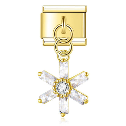 Elegant Diamond Starfish Star Flower charms in gold