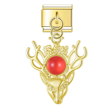 Regal Golden Stag & Pearl Dangle Charm