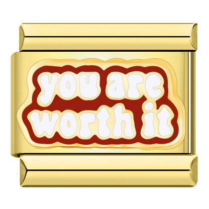 Gold Poker, No Bad Days & Novelty Slogan Italian Charms — Fun Gold Enamel Bracelet Links