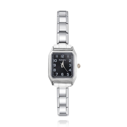 Classic Rectangular Arabic Numeral Customisable Watch — Bold Legible Italian Charm Watch Bracelet