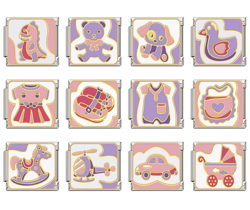 Purple baby Italian charms, by Charmtastic