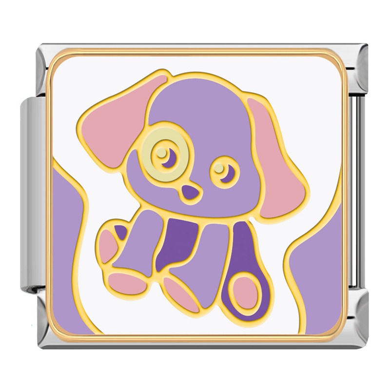 baby designs charms in purple – baby puppy charm, Italian charm bracelet charm by Charmtastic