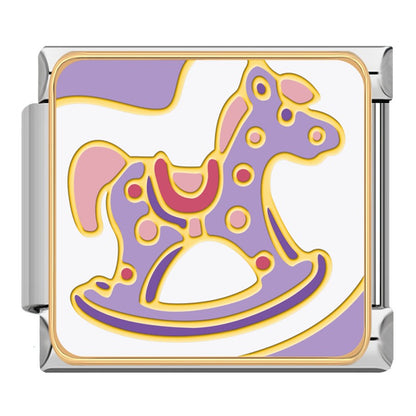 Purple rocking horse baby Italian charm, by Charmtastic