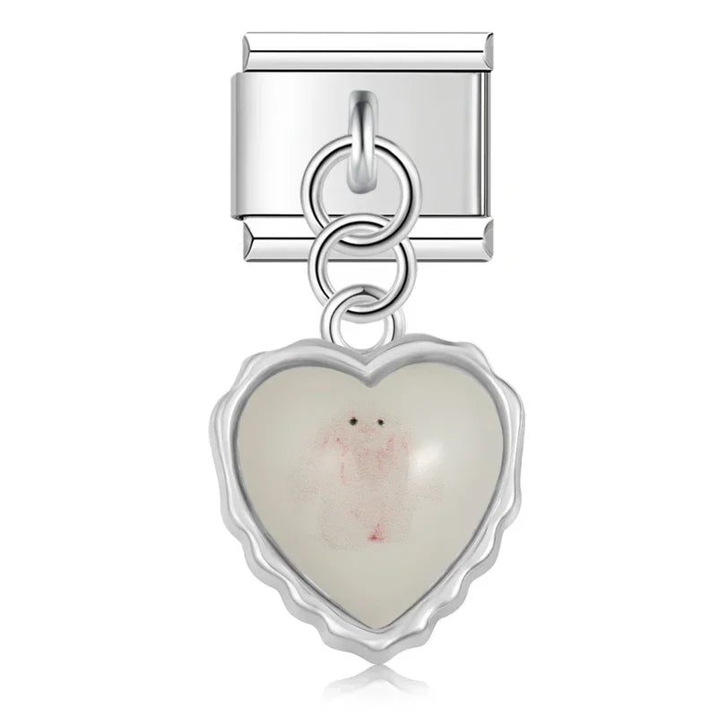 Baby face heart dangle Italian charm, by Charmtastic