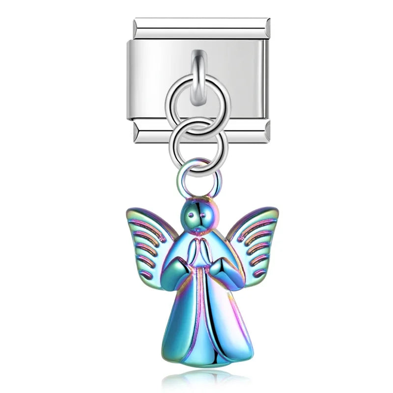 Ballet Dancing Themed Charms – angel charm in iridescent finish, Italian charm bracelet charm by Charmtastic