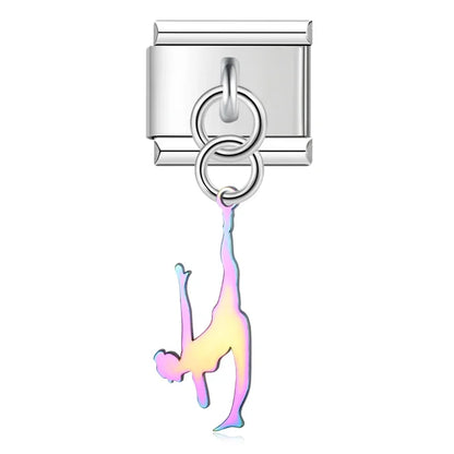Ballet Dancing Themed Charms – gymnast dance pose charm in iridescent finish, Italian charm bracelet charm by Charmtastic