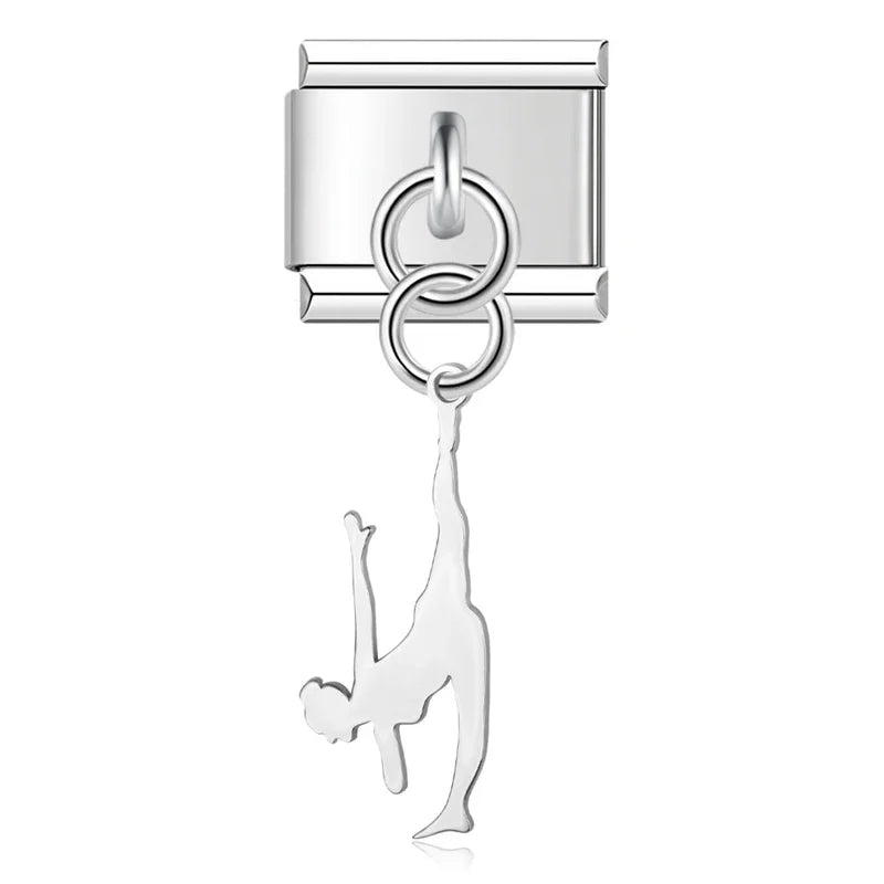 Ballet Dancing Themed Charms – gymnast handstand charm in silver, Italian charm bracelet charm by Charmtastic