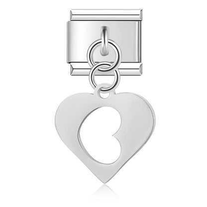 The Delicate Cut-Out Heart & Floral Silhouette Dangle Charm