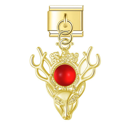 Regal Golden Stag & Pearl Dangle Charm