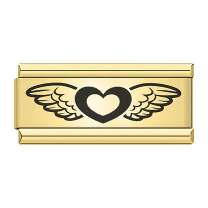Golden Double Word Italian Charms — Love, Dream, Family, Daughter & Princess Bracelet Links