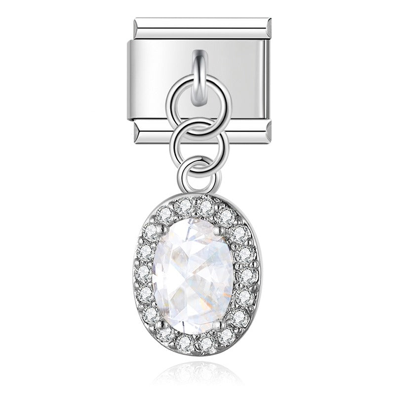 Diamond silver themed dangle charms