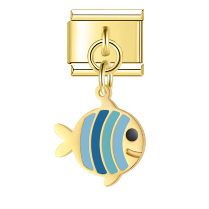 The Tropical Fish & Mermaid Tail Dangle Charm in Gold