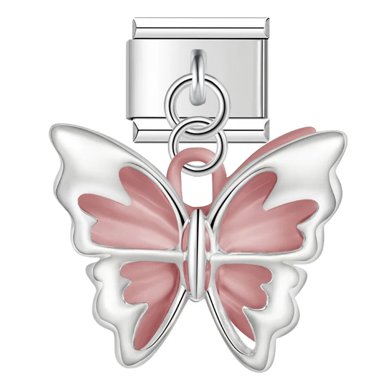 Pink butterfly Italian charm, by Charmtastic