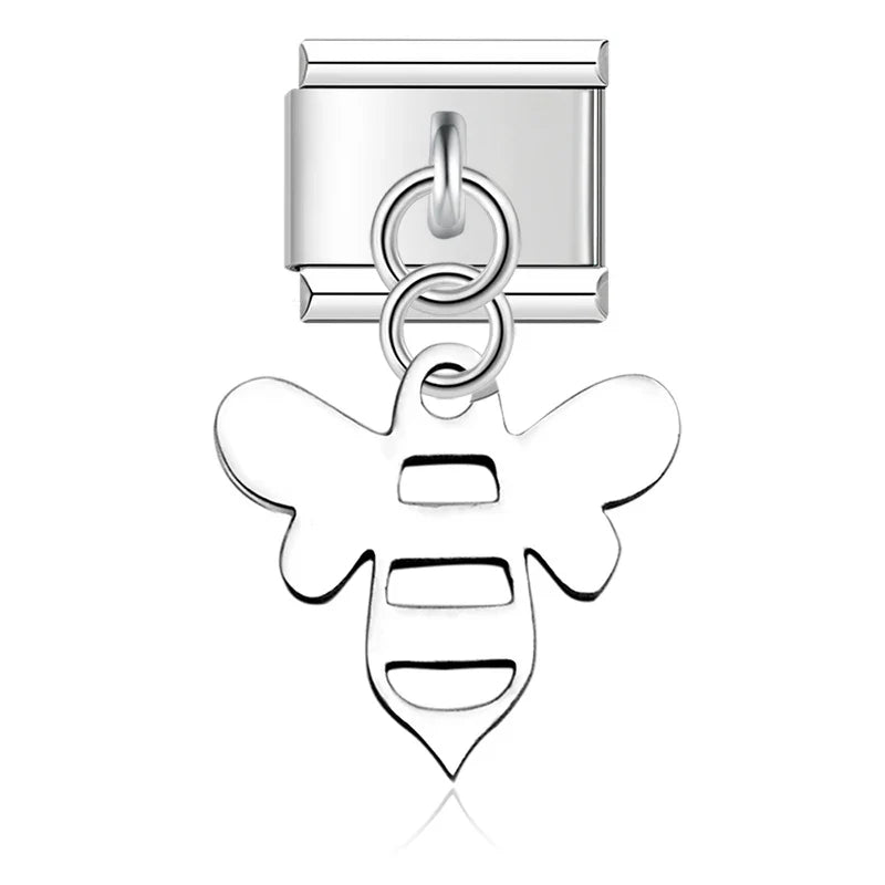 Bee silver cutout Italian charm, by Charmtastic