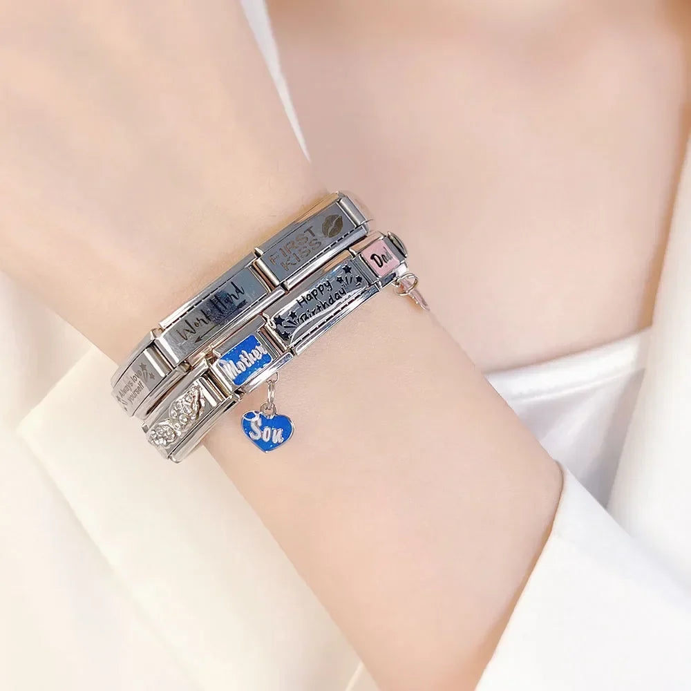 Best Friend & Sister Charms: Angel Wing & Love – Italian charm bracelet charm, design 3 of 6, by Charmtastic
