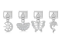 Enamel Compass & Adventure Dangle Charm for Charm Bracelets