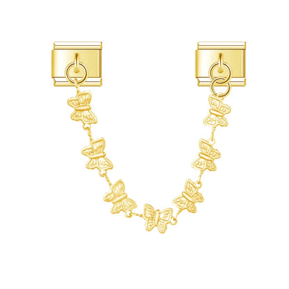 Gold butterfly safety chain link Italian charm, by Charmtastic