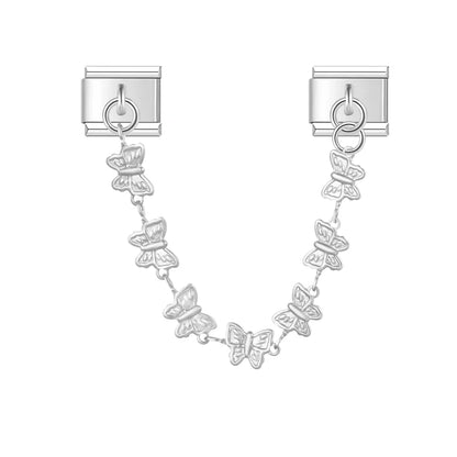 Silver butterfly safety chain link Italian charm, by Charmtastic