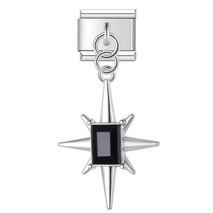 The Crystal North Star & Pastel Sunburst Dangle Charm in Silver