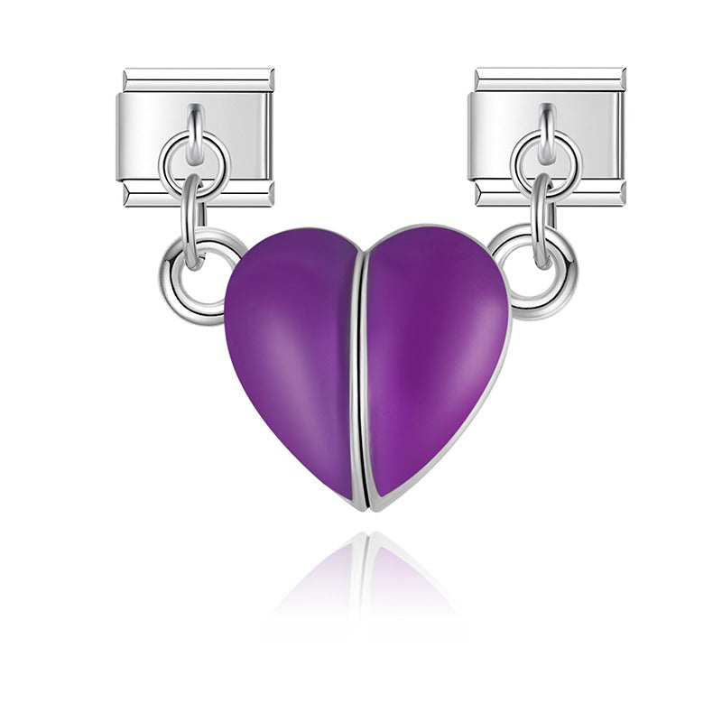 Magnetic Connection Split-Heart Italian Charm