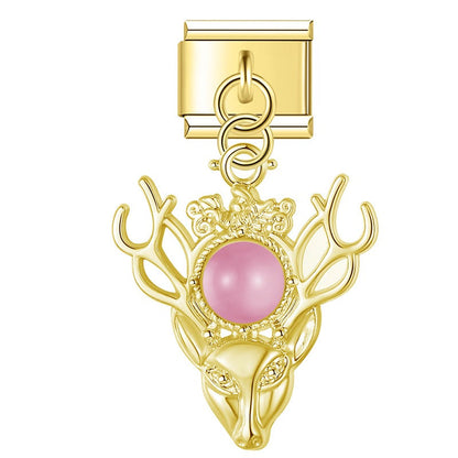 Regal Golden Stag & Pearl Dangle Charm