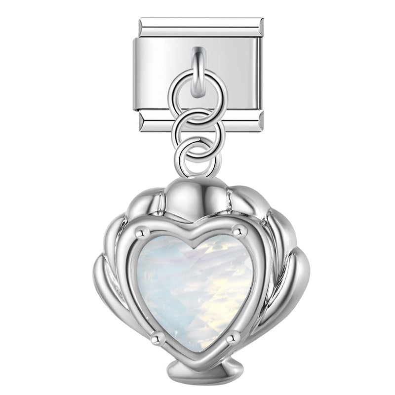 Mermaid’s Treasure Shell & Opalescent Heart Dangle Charm