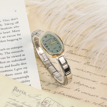 Vintage Oval Two-Tone Watch — Gold & Silver Mix Italian Charm Watch Bracelet