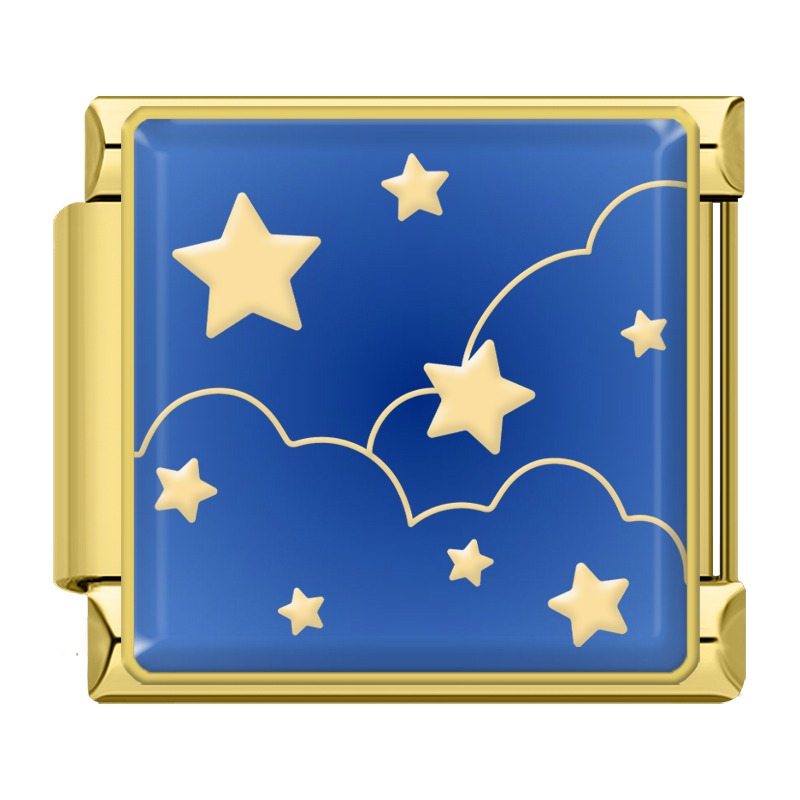 Blue starlit sky Moon Star Heart TZ168