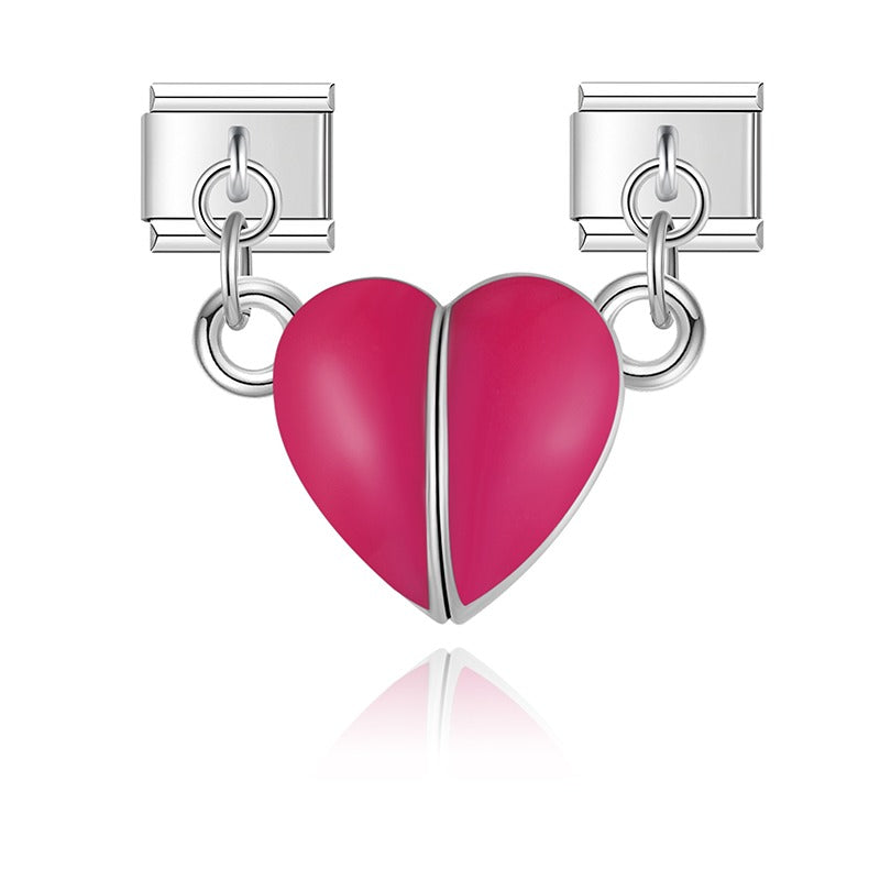 Magnetic Connection Split-Heart Italian Charm