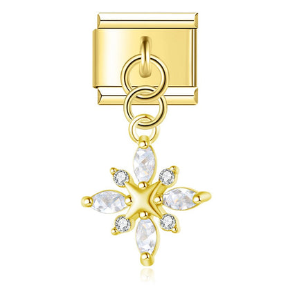 Elegant Diamond Starfish Star Flower charms in gold