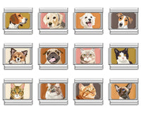 Realistic Cat & Dog Portrait Italian Charms — Pet Breed Photo-Style Bracelet Links
