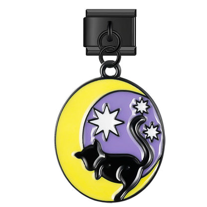 The Mystical Tarot & Celestial Cat Dangle Charm in Black