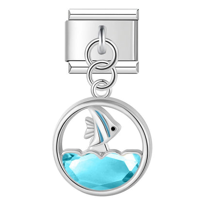 The Crystal Wave & Sea Life Dangle Charm in Silver & Gold