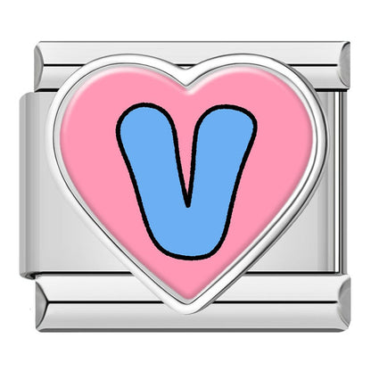 Colourful Heart Letter Initial Italian Charms a–z — Lowercase Alphabet Heart Bracelet Links