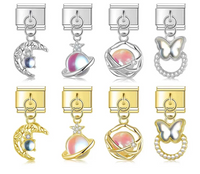 The Celestial Orb & Luminous Butterfly Dangle Charm in Silver & Gold