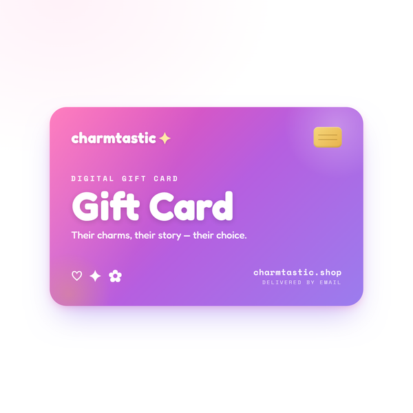 Charmtastic digital gift card — pink and purple gradient card with charmtastic logo