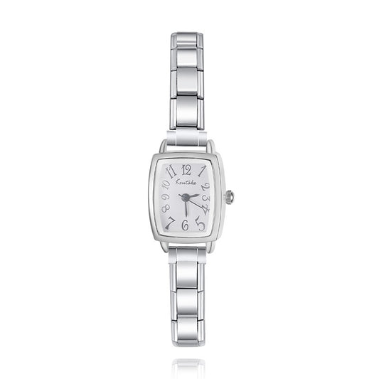 Silver wristwatch with a rectangular face charmtastic