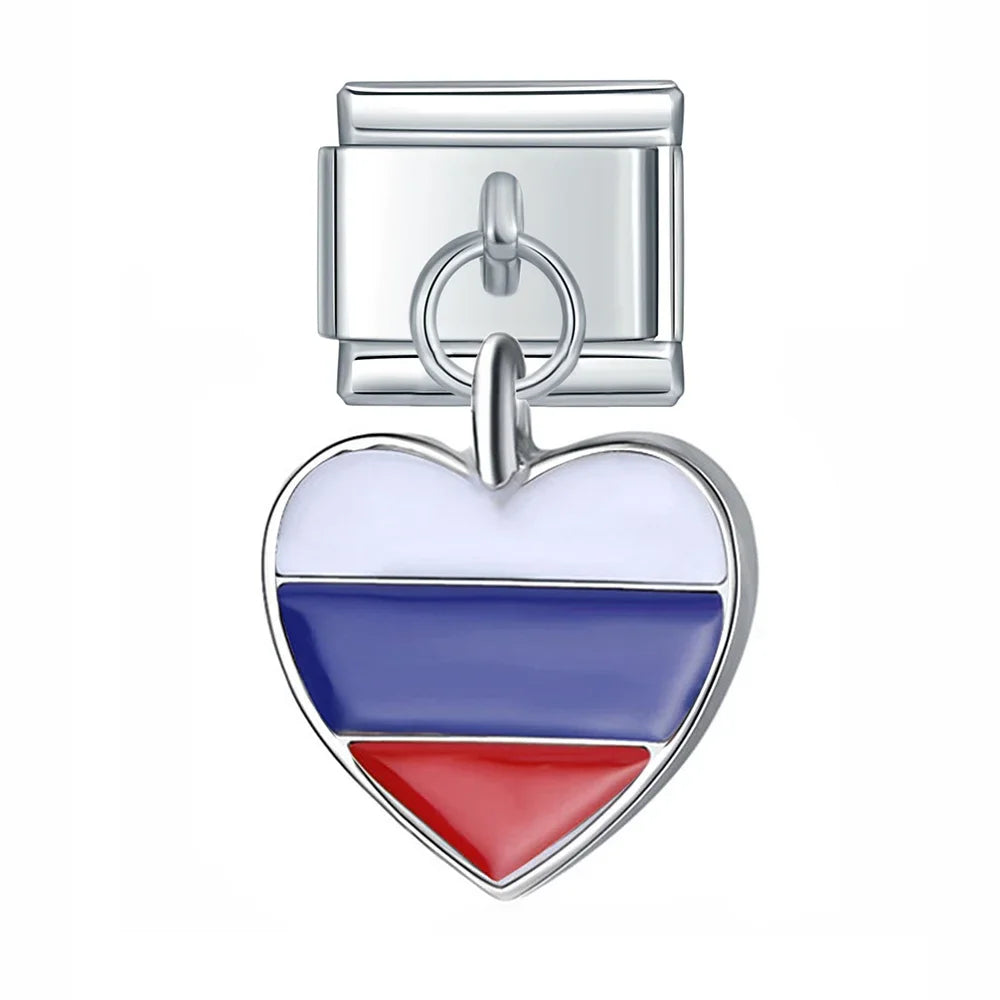 Heart-shaped charm Russia flag italian charm bracelet charmtastic 