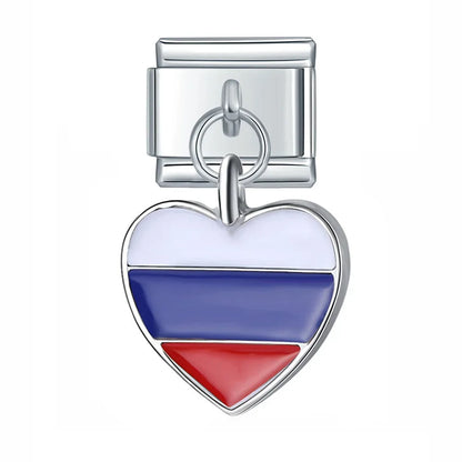 Heart-shaped charm Russia flag italian charm bracelet charmtastic 