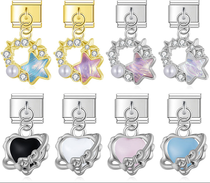 Collection of star and heart-shaped charms in various colors charmtastic
