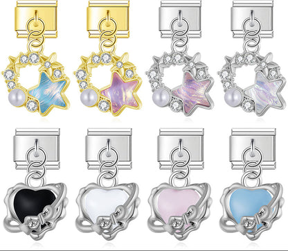 Collection of star and heart-shaped charms in various colors charmtastic