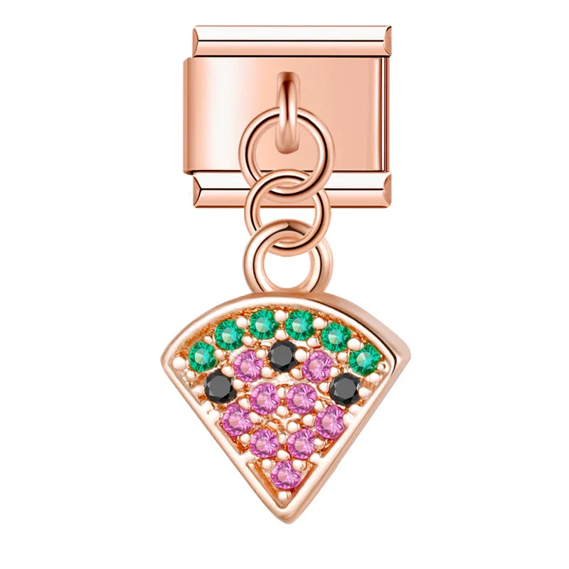 Cherry Watermelon Key Dazzling Charms – watermelon slice cz charm in rose gold, Italian charm bracelet charm by Charmtastic