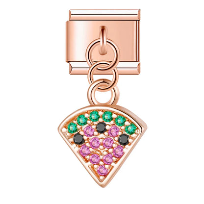 Cherry Watermelon Key Dazzling Charms – watermelon slice cz charm in rose gold, Italian charm bracelet charm by Charmtastic
