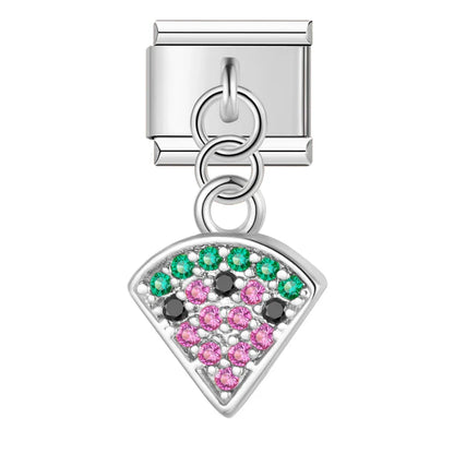 Cherry Watermelon Key Dazzling Charms – watermelon slice cz charm in silver, Italian charm bracelet charm by Charmtastic