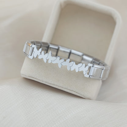 Classic Silver Centerpiece Italian Bracelet – butterfly cutout centerpiece Italian charm bracelet, by Charmtastic