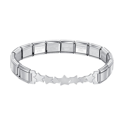 Classic Silver Centerpiece Italian Bracelet – star cutout centerpiece Italian charm bracelet, by Charmtastic