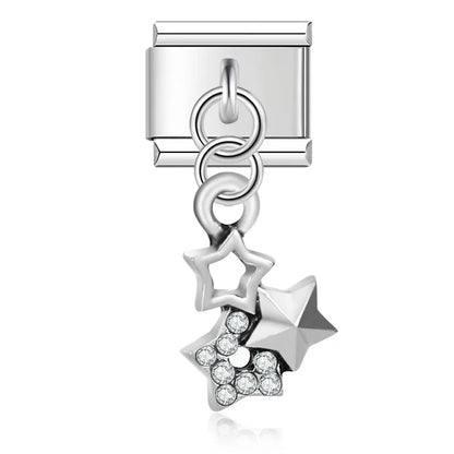 Clear rhinestone star cluster dangle Italian charm, by Charmtastic