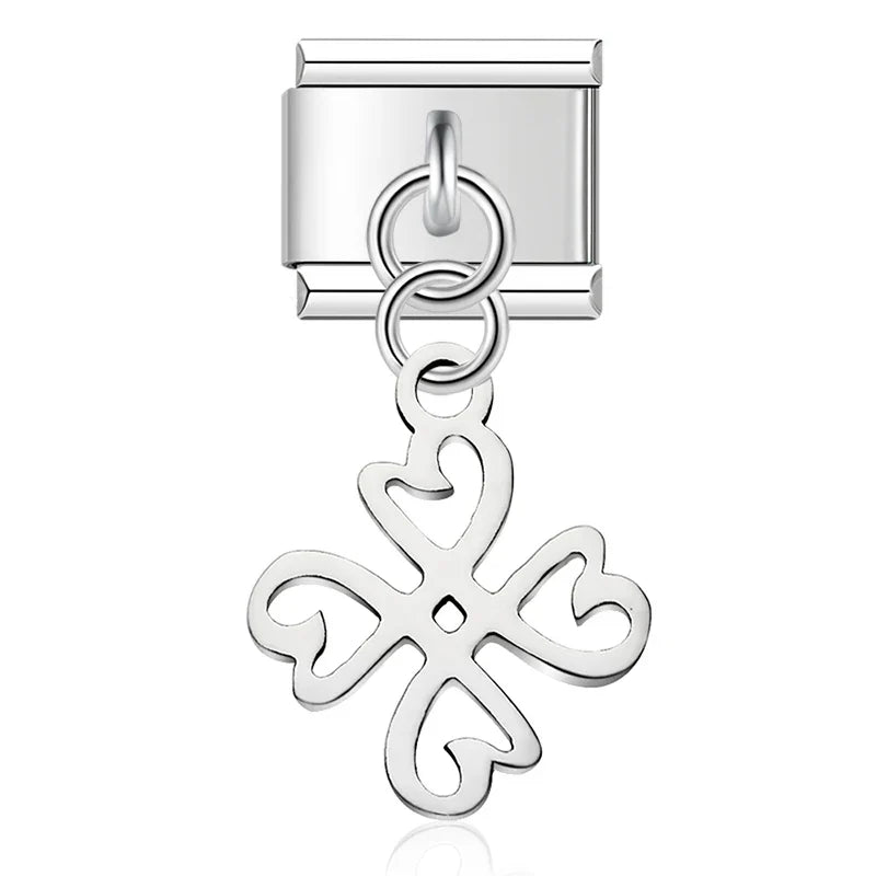 Clover silver cutout Italian charm, by Charmtastic